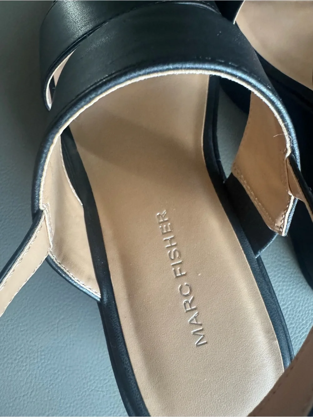 Marc Fisher Panache Black Platform Wedge Sandals Women’s Size 7M